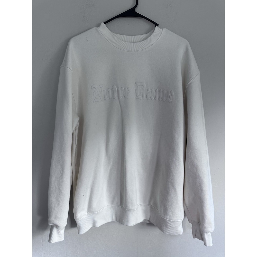 Notre Dame Fighting Irish Ivory Crewneck Mitchell & Ness Logo Fashion Pullover